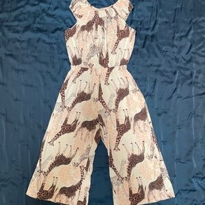 Giraffe Print Jumpsuit Romper size 7-8